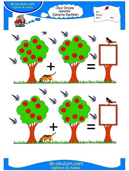 Çocuklar İçin toplam işlemi yaprak testleri 